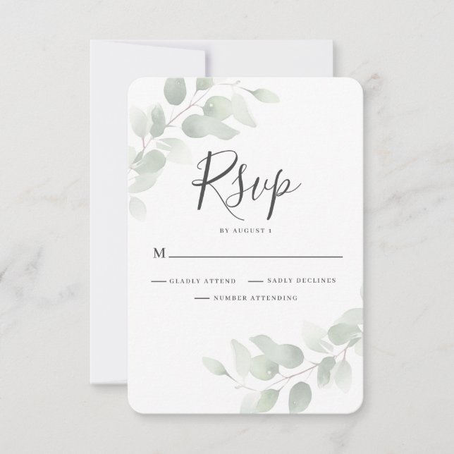 Elegant Eucalyptus Greenery Bröllop OSA Card Kort (Framsida)