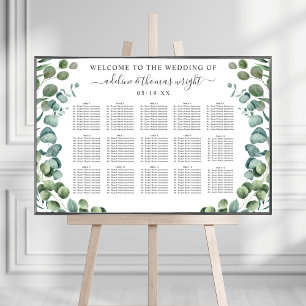Elegant Eucalyptus Greenery Bröllop Seating Poster