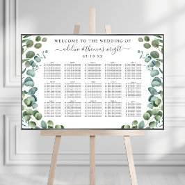 Elegant Eucalyptus Greenery Bröllop Seating Poster