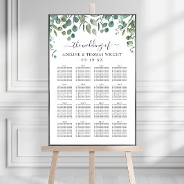 Elegant Eucalyptus Greenery Bröllop Seating Poster