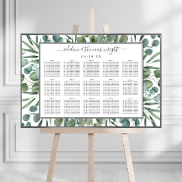 Elegant Eucalyptus Greenery Bröllop Seating Poster