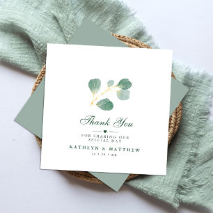 Elegant Eucalyptus Greenery Bröllop Tack Anteckningskort