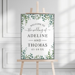 Elegant Eucalyptus Greenery Bröllop Välkommen Poster