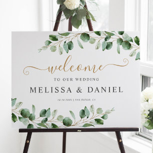 Elegant Eucalyptus Greenery Bröllop Välkomstskylt Poster