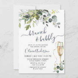 Elegant Eucalyptus Greenery Brunch & Bubly Inbjudningar
