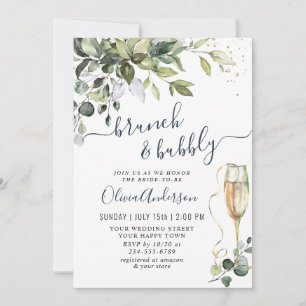 Elegant Eucalyptus Greenery Brunch & Bubly Inbjudningar