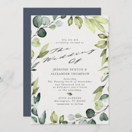 Elegant Eucalyptus Greenery Calligraphy Bröllop Inbjudningar