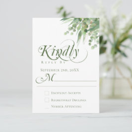 Elegant Eucalyptus Greenery Calligraphy Bröllop OSA Kort