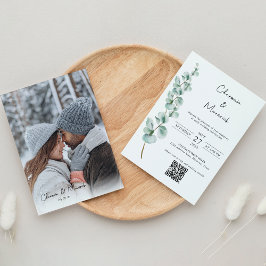 Elegant Eucalyptus Greenery Classics font Bröllop Inbjudningar