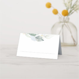 Elegant Eucalyptus Greenery Dusty Blue Bröllop Placeringskort