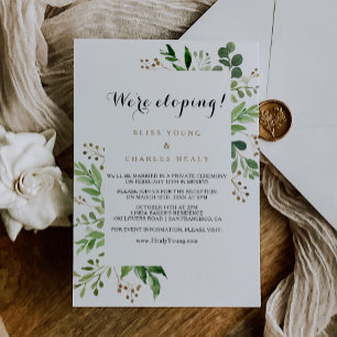 Elegant Eucalyptus Greenery Elopement Reception Inbjudningar
