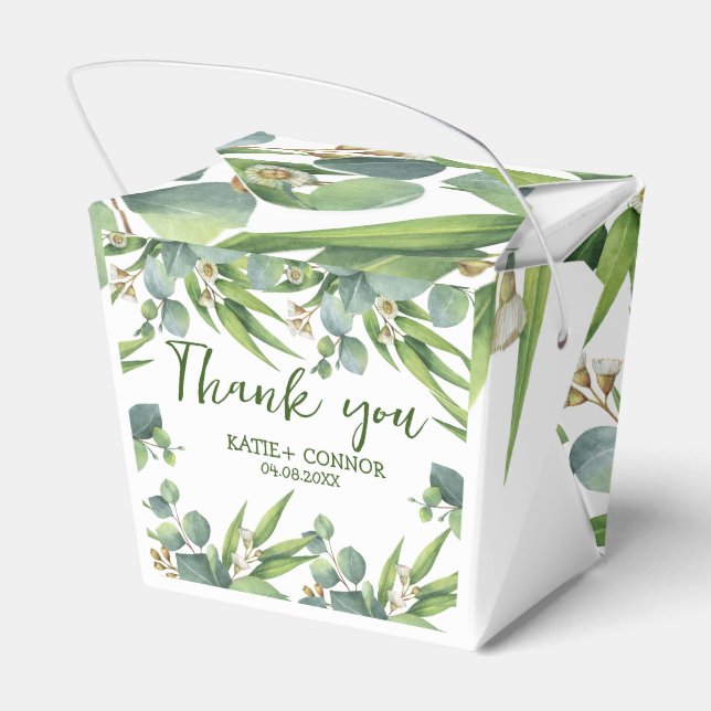 Elegant Eucalyptus Greenery Favor Tack Presentaskar (Baksidan Sidan)