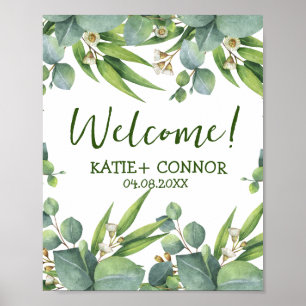 Elegant Eucalyptus Greenery Favor Välkomstgäst Poster