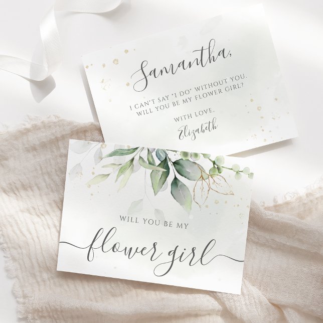 Elegant Eucalyptus Greenery Flower Girl Frieri Inbjudningar (Skapare uppladdad)