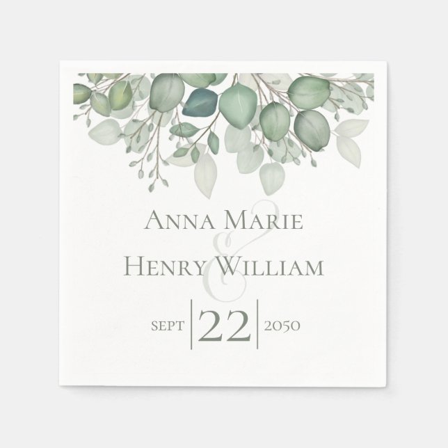 Elegant Eucalyptus Greenery Foliage Lövs Pappersservett (Framsidan)