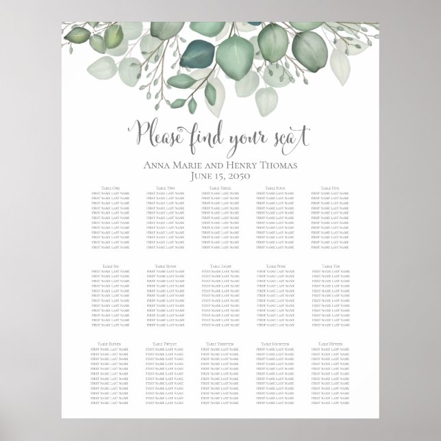 Elegant Eucalyptus Greenery Foliage Lövs Poster (Framsidan)