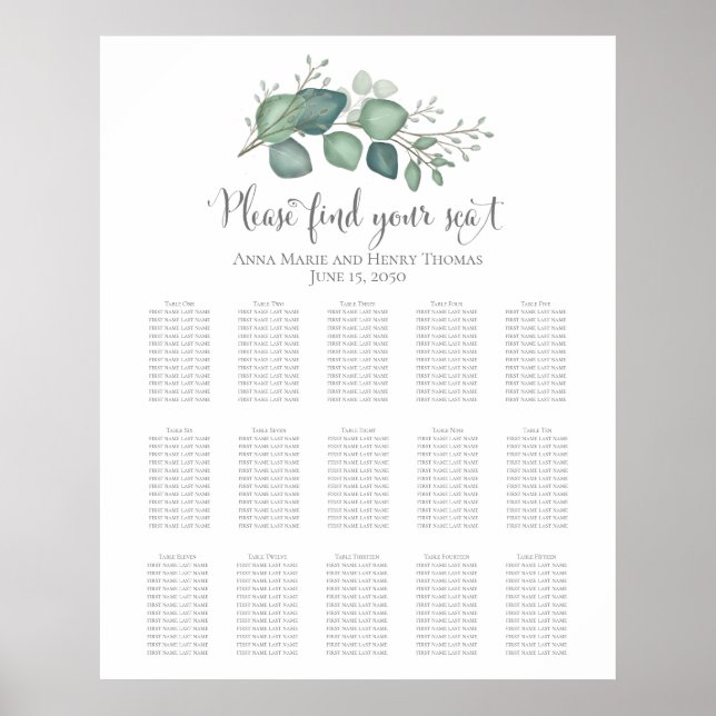 Elegant Eucalyptus Greenery Foliage Lövs Poster (Framsidan)