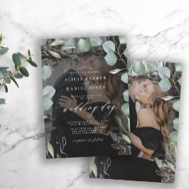 Elegant eucalyptus greenery-foto bröllop inbjudningar