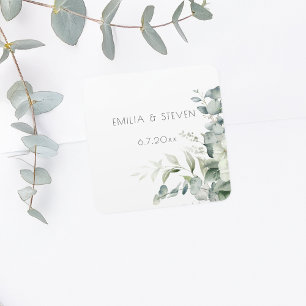 Elegant Eucalyptus Greenery Fyrkantigt Klistermärke
