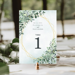 Elegant Eucalyptus Greenery Geometric Bröllop Bordsnummer