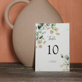 Elegant Eucalyptus Greenery & Guld Accents Bröllop Bordsnummer