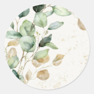 Elegant Eucalyptus Greenery & Guld Accents Bröllop Runt Klistermärke