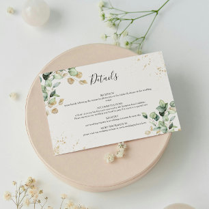 Elegant Eucalyptus Greenery & Guld Accents Bröllop Tilläggskort