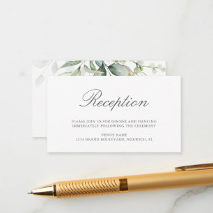 Elegant Eucalyptus Greenery Guld bröllop Mottagnin Tilläggskort
