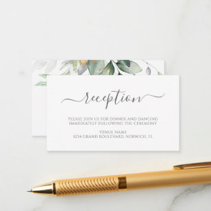 Elegant Eucalyptus Greenery Guld bröllop Mottagnin Tilläggskort