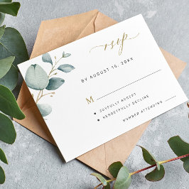 Elegant eucalyptus greenery guld bröllop OSA kort