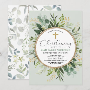 Elegant Eucalyptus Greenery Guld Christine Inbjudningar