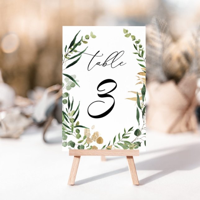 Elegant Eucalyptus greenery guld foil bordsnummer (Skapare uppladdad)