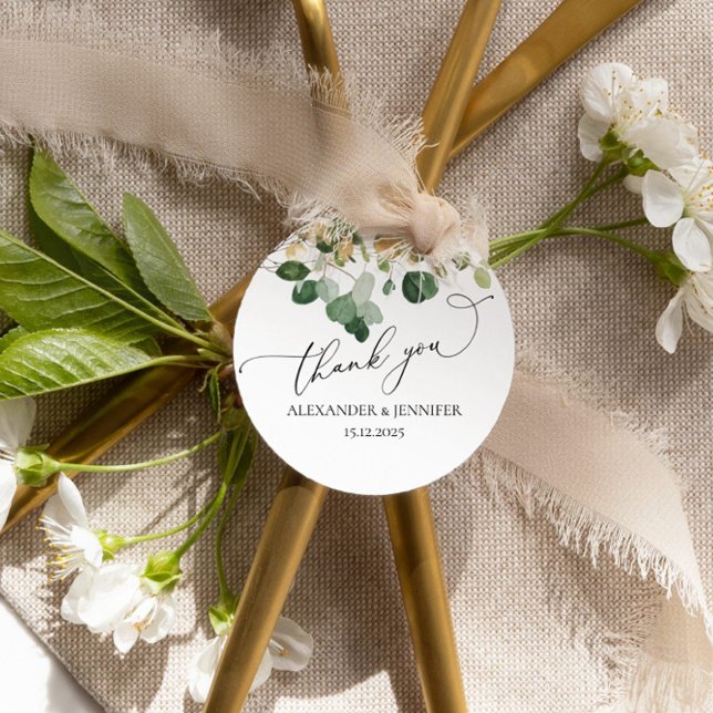 Elegant Eucalyptus Greenery guld foil Bröllop Clas Gåvor Etiketter (Skapare uppladdad)