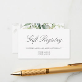 Elegant Eucalyptus Greenery Guld Gift Registry Tilläggskort