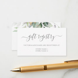 Elegant Eucalyptus Greenery Guld Gift Registry Tilläggskort