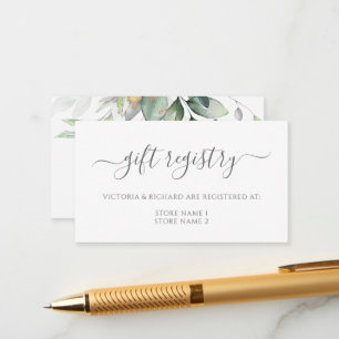 Elegant Eucalyptus Greenery Guld Gift Registry Tilläggskort