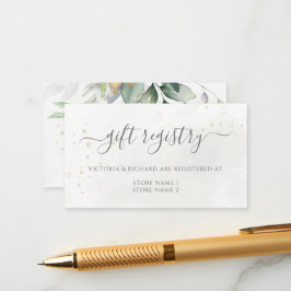 Elegant Eucalyptus Greenery Guld Gift Registry Tilläggskort