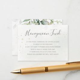 Elegant Eucalyptus Greenery Guld Honeymoon Fund Tilläggskort