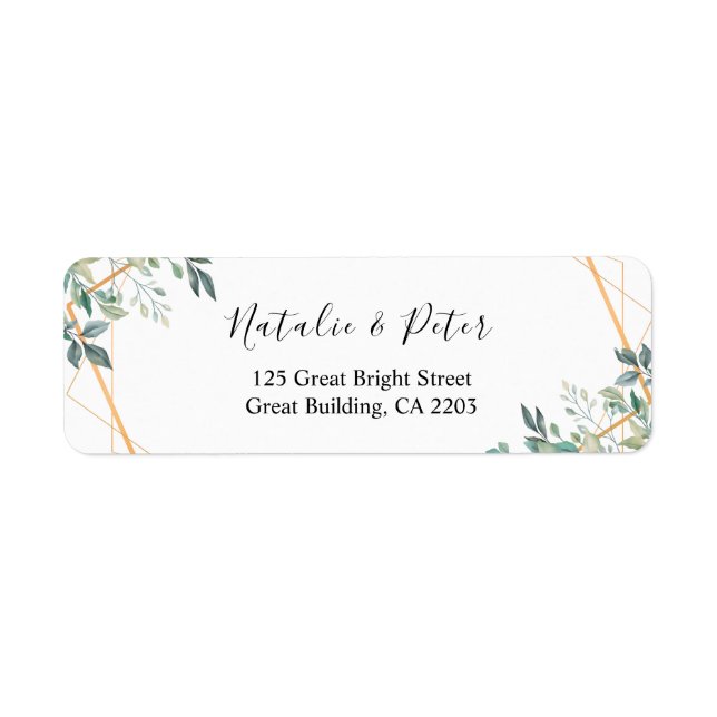 Elegant Eucalyptus Greenery Guld Returadress Etikett (Framsidan)