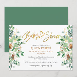 Elegant Eucalyptus Greenery Guld Typography Inbjudningar