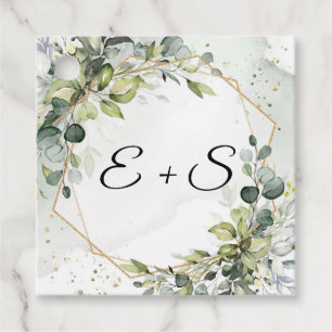 Elegant eucalyptus greenery initialer bröllop gåvor etiketter