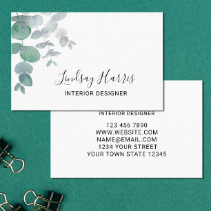 Elegant Eucalyptus Greenery Insida Designer Visitkort