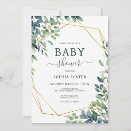 Elegant eucalyptus greenery löv Baby Shower Inbjudningar