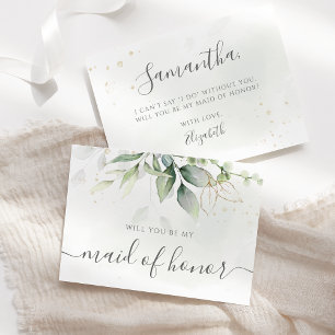Elegant Eucalyptus Greenery Maid of honor Frieri Inbjudningar