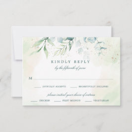 Elegant Eucalyptus Greenery Meal Choice Bröllop OSA Kort