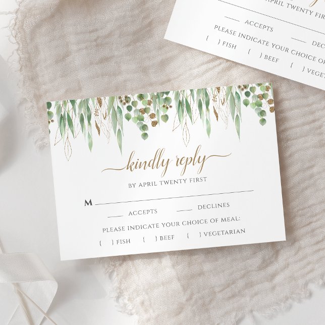 Elegant Eucalyptus Greenery Meal Options OSA Kort (Skapare uppladdad)