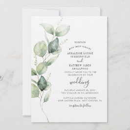 Elegant Eucalyptus Greenery Modern Bröllop Inbjudningar