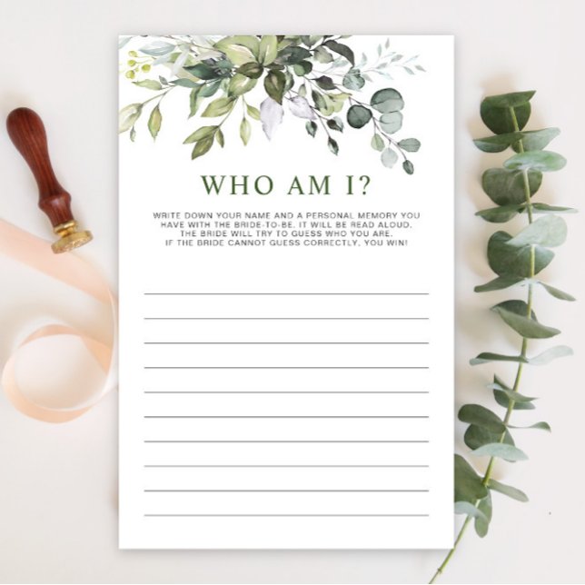 Elegant Eucalyptus Greenery Möhippa Game (Skapare uppladdad)