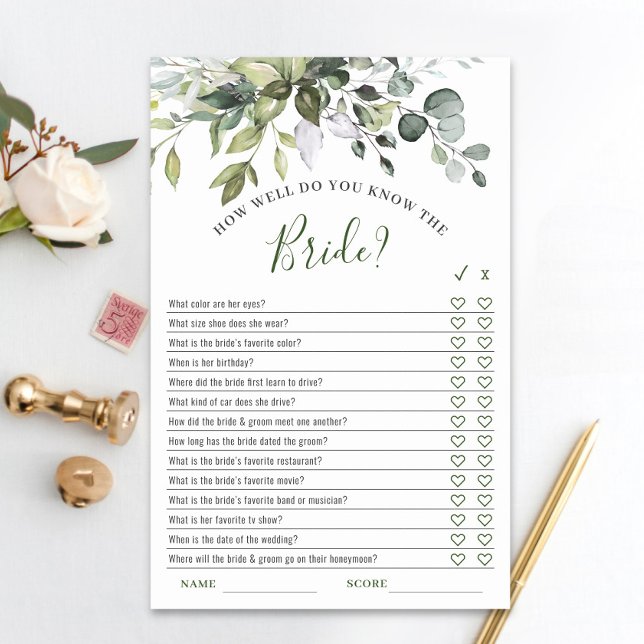 Elegant Eucalyptus Greenery Möhippa Game (Skapare uppladdad)