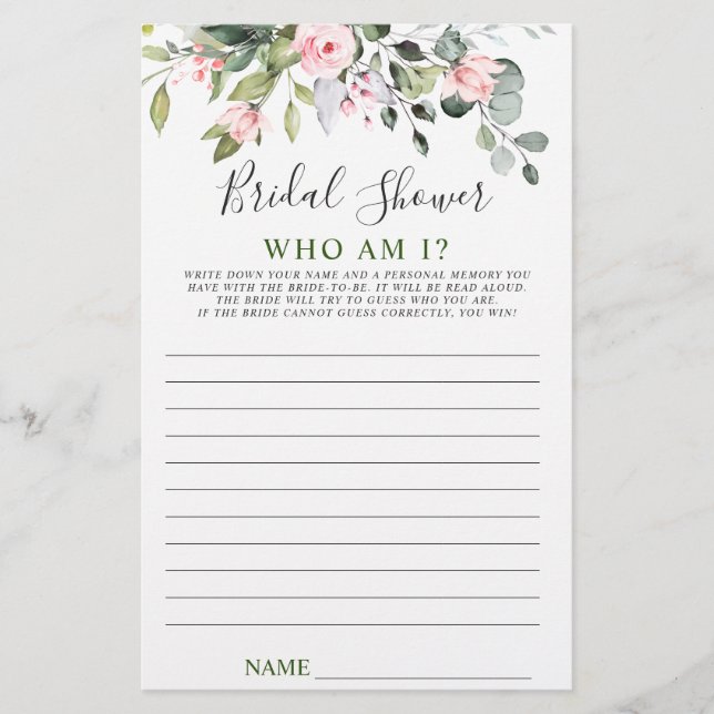 Elegant Eucalyptus Greenery Möhippa Game (Framsida)